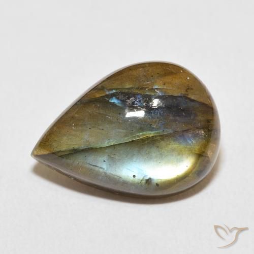 11.18ct Natural Multicolorido Labradorita, Formato de pêra, Translúcido