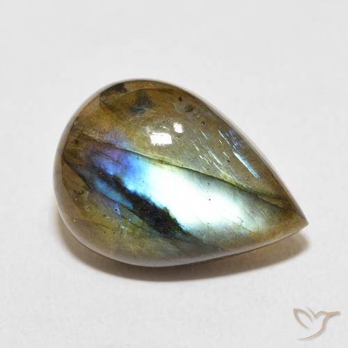Labradorita Multicolorido Natural 11.18ct, Formato de pêra, Translúcido