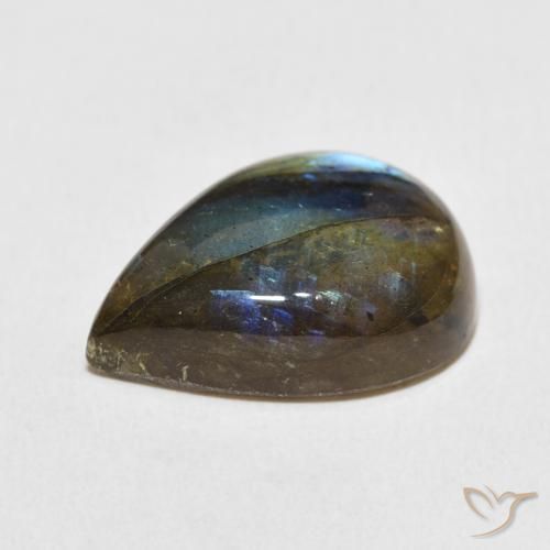 Labradorita Multicolorido Natural 11.18ct, Formato de pêra, Translúcido