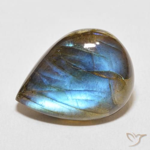 14.43ct Natural Multicolorido Labradorita, Formato de pêra, Translúcido
