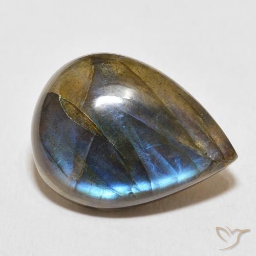 Labradorita Multicolorido Natural 14.43ct, Formato de pêra, Translúcido