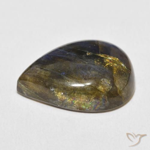Labradorita Multicolorido Natural 14.43ct, Formato de pêra, Translúcido
