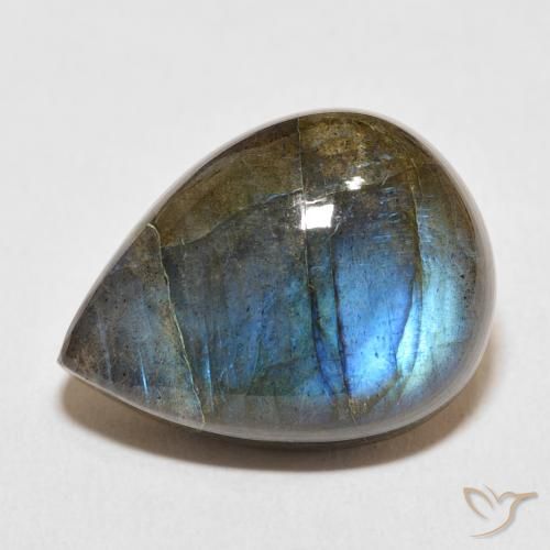 17.96ct Natural Multicolorido Labradorita, Formato de pêra, Translúcido, Photo A