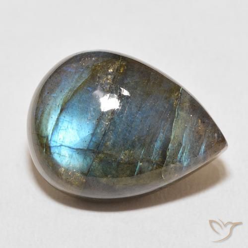Labradorita Multicolorido Natural 17.96ct, Formato de pêra, Translúcido