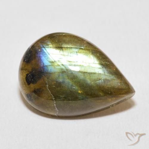 Labradorita Multicolorido Natural 9.98ct, Formato de pêra, Translúcido