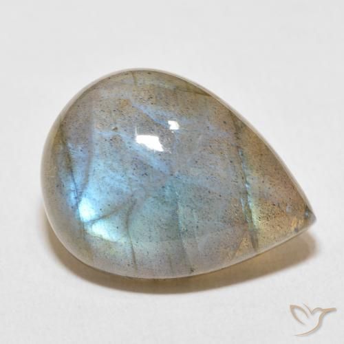 Labradorita Multicolorido Natural 16.83ct, Formato de pêra, Transparente/Translúcido