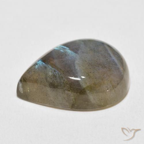 Labradorita Multicolorido Natural 16.83ct, Formato de pêra, Transparente/Translúcido