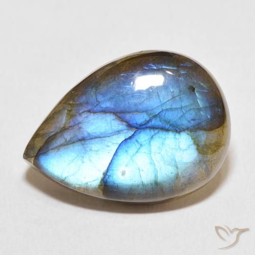 13.71ct Natural Multicolorido Labradorita, Formato de pêra, Translúcido