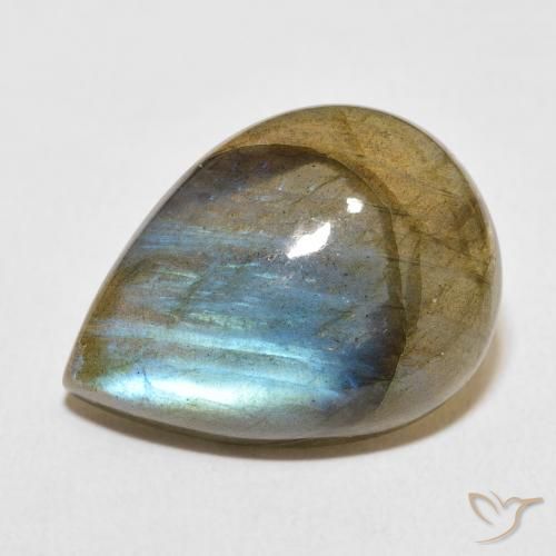 13.87ct Natural Multicolorido Labradorita, Formato de pêra, Translúcido