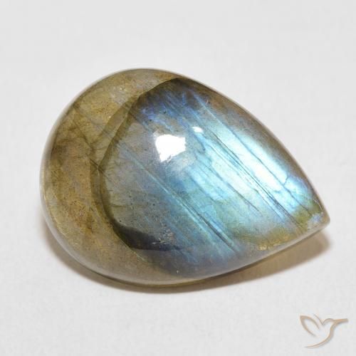 Labradorita Multicolorido Natural 13.87ct, Formato de pêra, Translúcido