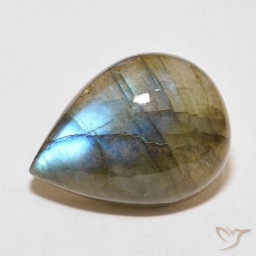 14.31ct Natural Multicolorido Labradorita, Formato de pêra, Translúcido