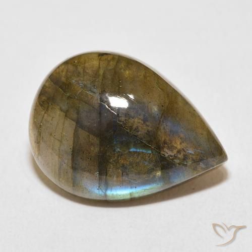 Labradorita Multicolorido Natural 14.31ct, Formato de pêra, Translúcido