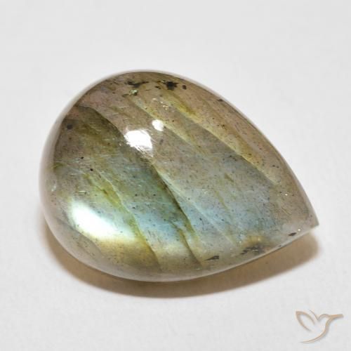 Labradorita Multicolorido Natural 16.33ct, Formato de pêra, Translúcido