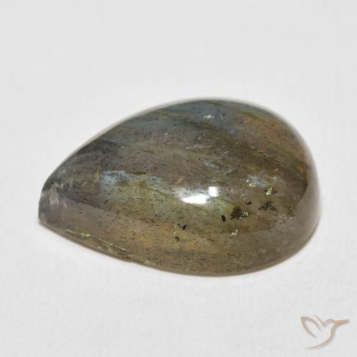 Labradorita Multicolorido Natural 16.33ct, Formato de pêra, Translúcido