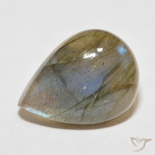 14.17ct Natural Multicolorido Labradorita, Formato de pêra, Translúcido