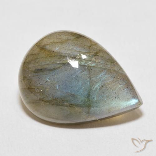 Labradorita Multicolorido Natural 14.17ct, Formato de pêra, Translúcido