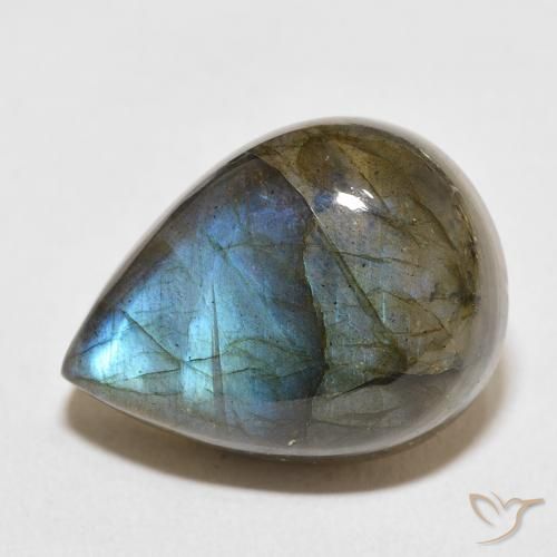 19.61ct Natural Multicolorido Labradorita, Formato de pêra, Translúcido