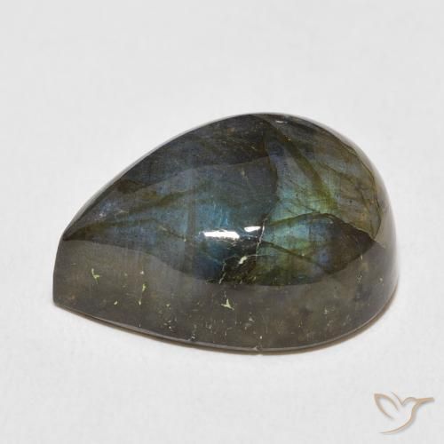 Labradorita Multicolorido Natural 19.61ct, Formato de pêra, Translúcido