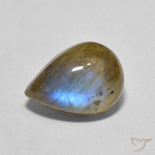 6.34ct Natural Multicolorido Labradorita, Formato de pêra, Translúcido