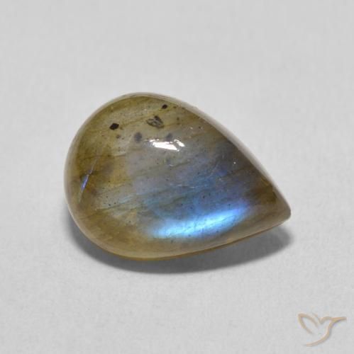 Labradorita Multicolorido Natural 6.34ct, Formato de pêra, Translúcido