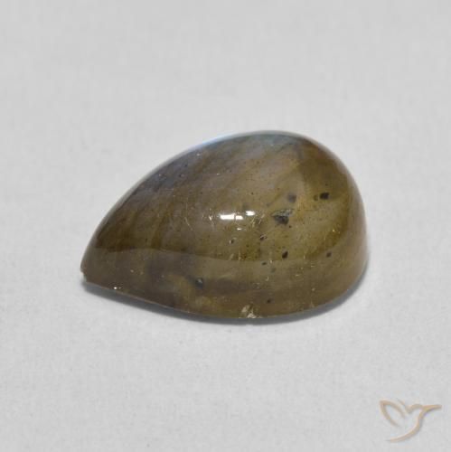 Labradorita Multicolorido Natural 6.34ct, Formato de pêra, Translúcido