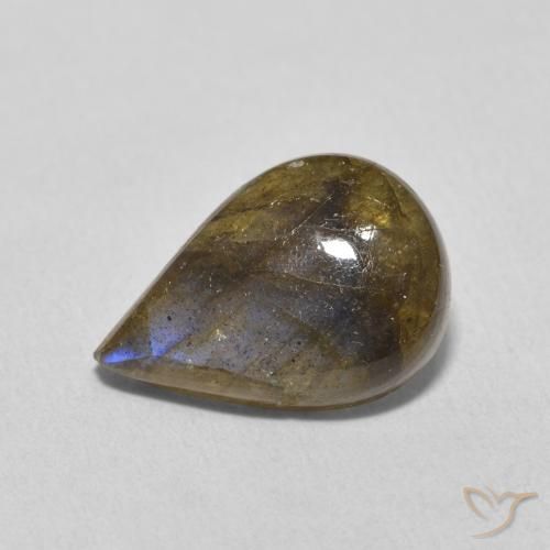 Labradorita Multicolorido Natural 4.18ct, Formato de pêra, Translúcido
