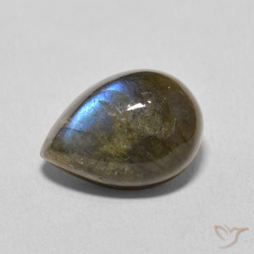 6.44ct Natural Multicolorido Labradorita, Formato de pêra, Translúcido