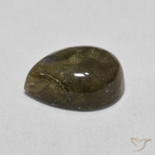 Labradorita Multicolorido Natural 6.44ct, Formato de pêra, Translúcido