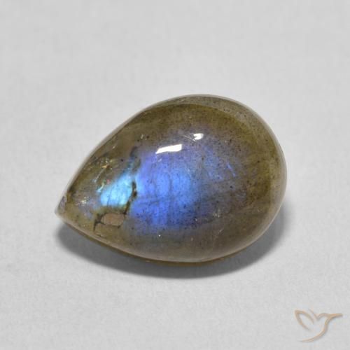 6.76ct Natural Multicolorido Labradorita, Formato de pêra, Translúcido