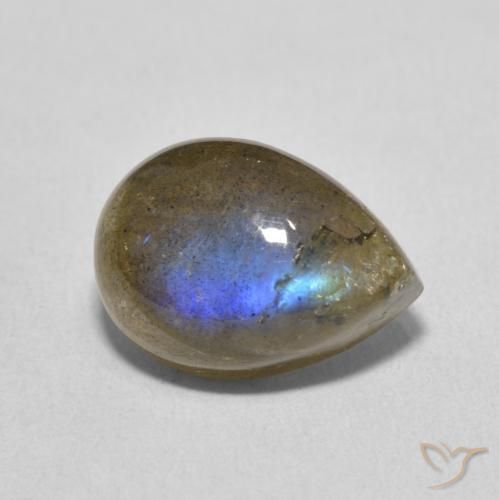 Labradorita Multicolorido Natural 6.76ct, Formato de pêra, Translúcido