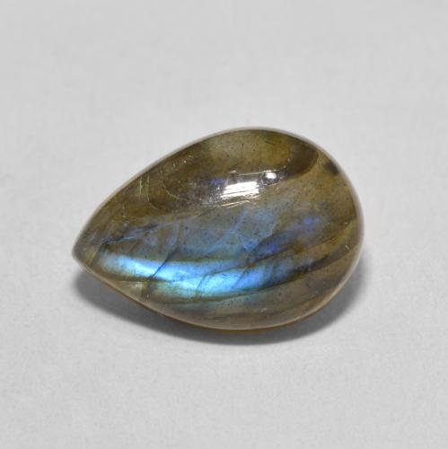 5.90ct Natural Multicolorido Labradorita, Formato de pêra, Translúcido