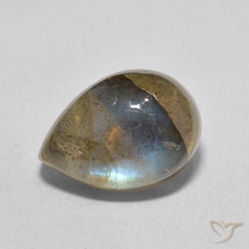 7.61ct Natural Multicolorido Labradorita, Formato de pêra, Translúcido