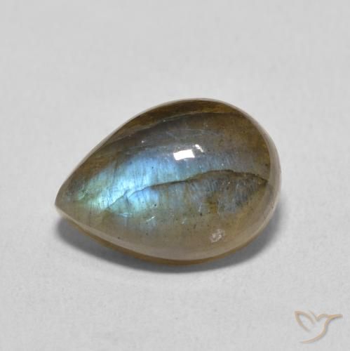 6.49ct Natural Multicolorido Labradorita, Formato de pêra, Translúcido