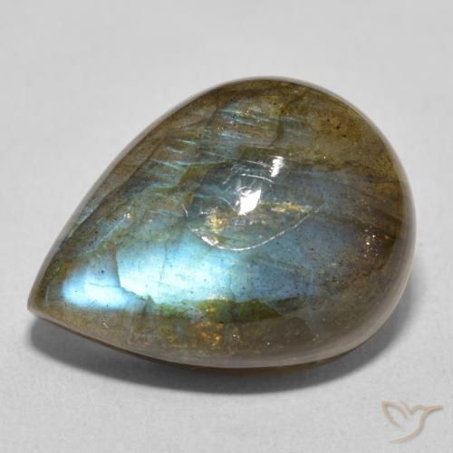 15.57ct Natural Multicolorido Labradorita, Formato de pêra, Translúcido