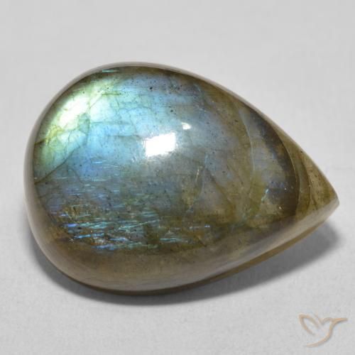 16.90ct Natural Multicolorido Labradorita, Formato de pêra, Translúcido