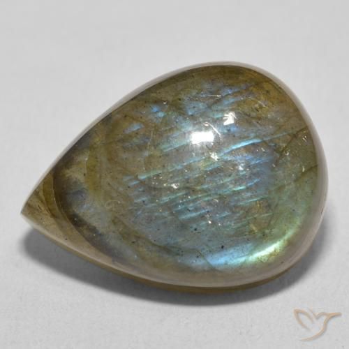 Labradorita Multicolorido Natural 16.90ct, Formato de pêra, Translúcido