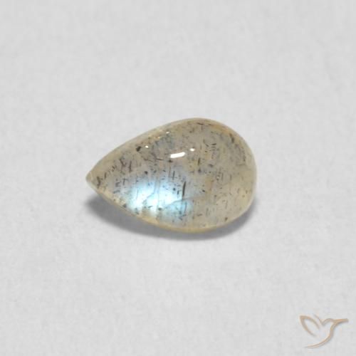 0.46ct Natural Multicolorido Labradorita, Formato de pêra, Translúcido