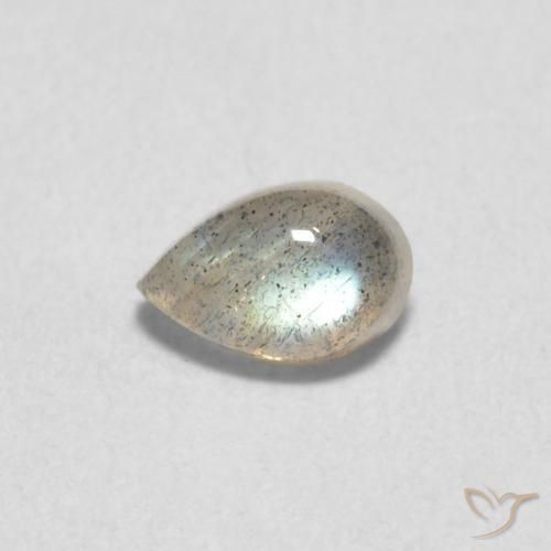 0.62ct Natural Multicolorido Labradorita, Formato de pêra, Translúcido