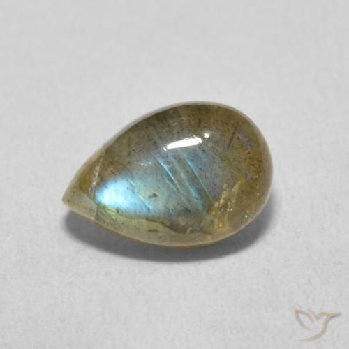 1.89ct Natural Multicolorido Labradorita, Formato de pêra, Translúcido