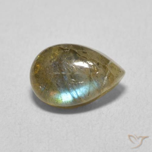 Labradorita Multicolorido Natural 1.89ct, Formato de pêra, Translúcido