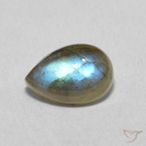 1.78ct Natural Multicolorido Labradorita, Formato de pêra, Translúcido