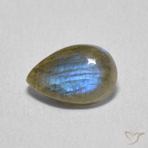 1.54ct Natural Multicolorido Labradorita, Formato de pêra, Translúcido