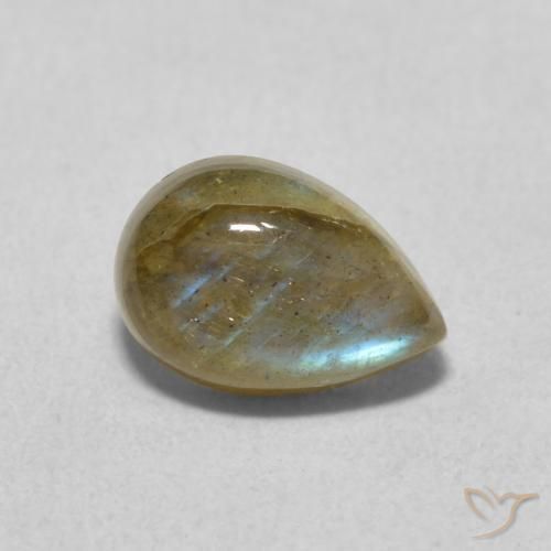 1.79ct Natural Multicolorido Labradorita, Formato de pêra, Translúcido