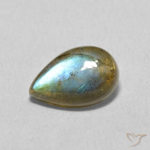 1.43ct Natural Multicolorido Labradorita, Formato de pêra, Translúcido