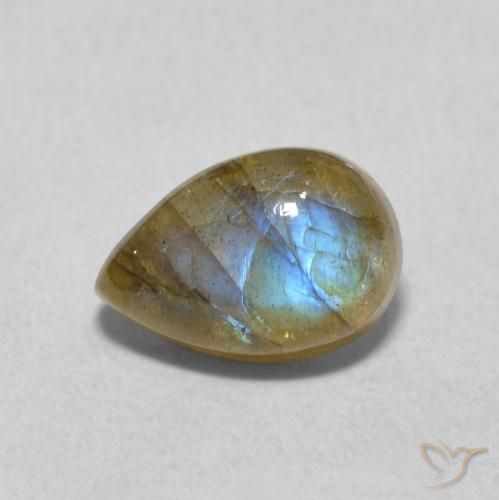 1.77ct Natural Multicolorido Labradorita, Formato de pêra, Translúcido