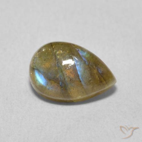 Labradorita Multicolorido Natural 1.77ct, Formato de pêra, Translúcido