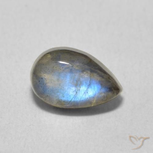 1.63ct Natural Multicolorido Labradorita, Formato de pêra, Translúcido