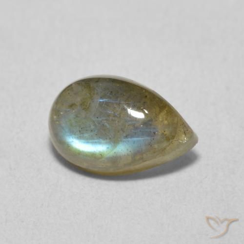 Labradorita Multicolorido Natural 1.61ct, Formato de pêra, Translúcido
