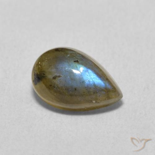 1.59ct Natural Multicolorido Labradorita, Formato de pêra, Translúcido