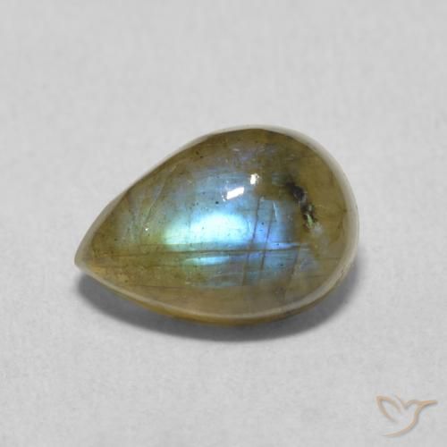 2.44ct Natural Multicolorido Labradorita, Formato de pêra, Translúcido